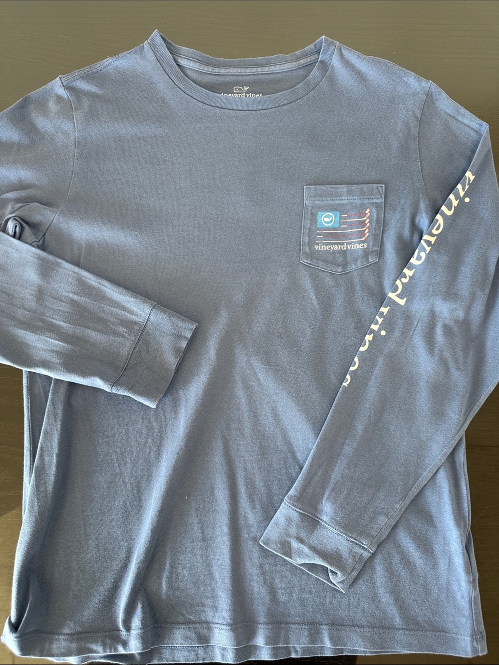 Vineyard Vines Kids Long-Sleeve Pocket Tee - Slate Blue